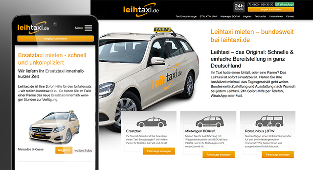 Landingpage erstellen lassen Referenz Leihtaxi